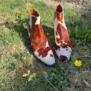 Zara Horse-hair Booties Cow Print